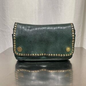 Emerald green leather Campomaggi bag with studs